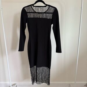 BCBGeneration Black Sheath Dress Long Sleeve Crew Neck